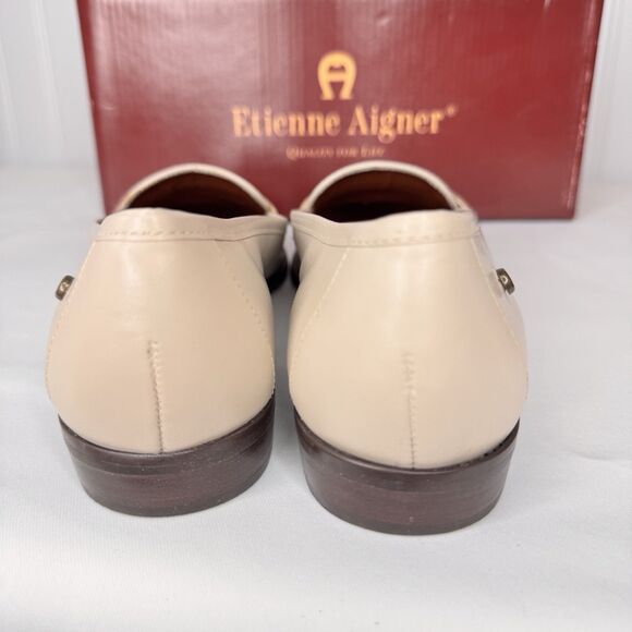 Etienne Aigner Sz 7.5 M Buckingham Leala Alabaster Leather SlipOn Penny Loafer - Picture 7 of 11